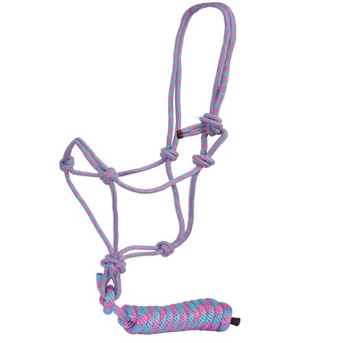 Fort Worth Rope Halter w/Lead - Pink/Turquoise