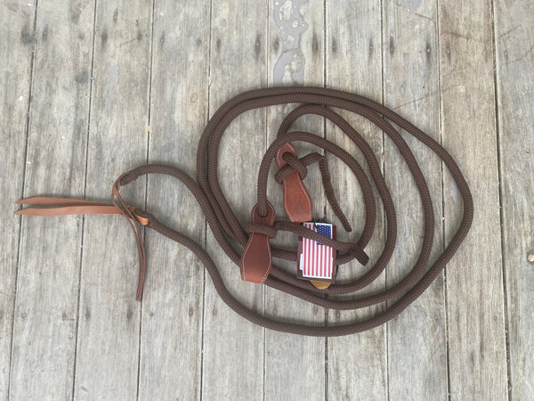 Fort Worth Yacht Rope Split Reins With Leather Slob - Brown